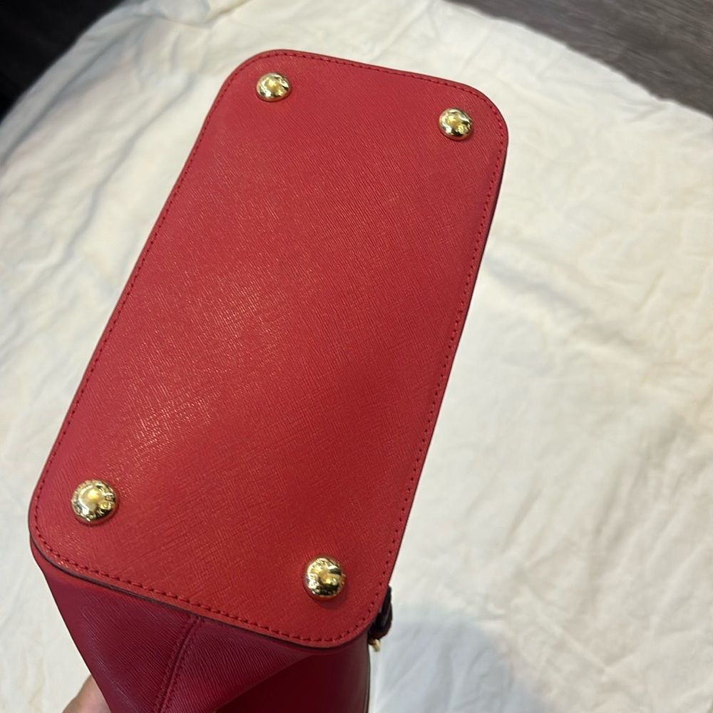 Michael Kors Leather Snap Pocket Tote Red Handbag - Picture 10 of 16